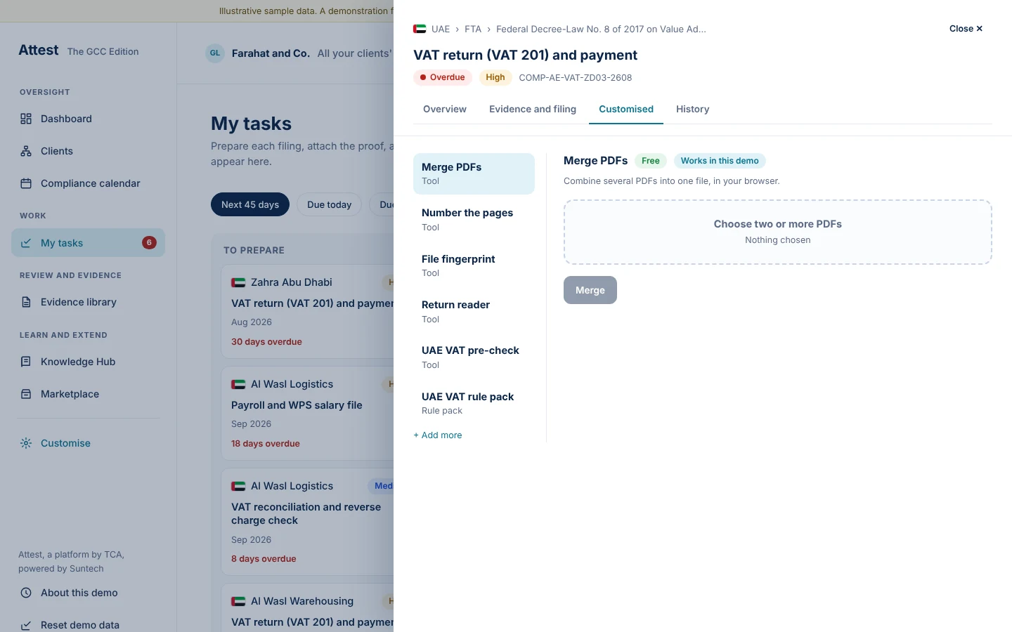 The Customised tab holds the tools the person subscribed to